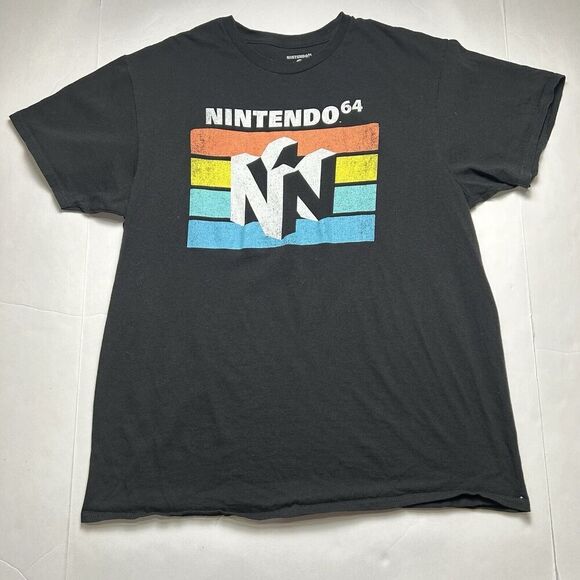 Nintendo 64 Size L N64 Black Logo T Shirt Official Short Sleeve - Picture 1 of 6